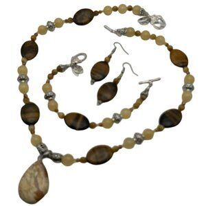 Handmade Jewelry Set - Brecciated Moonkite, Tiger Eye, Yellow Jade & Tiger Eye